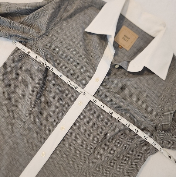 0039 Italy Women's Dress Shirt Button Up Down Glenn Plaid Sz M - Picture 6 of 11